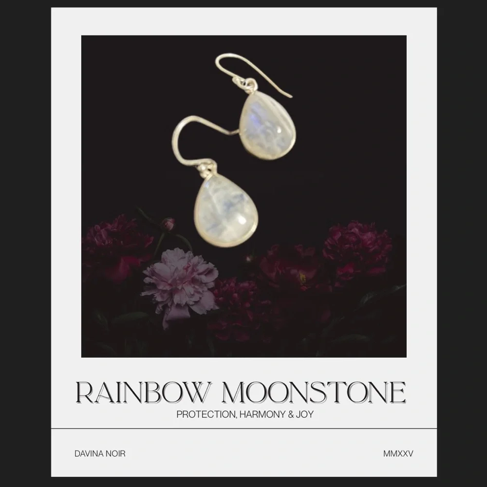 Rainbow Moonstone 925 Sterling Silver Earrings - Picture 1 of 2